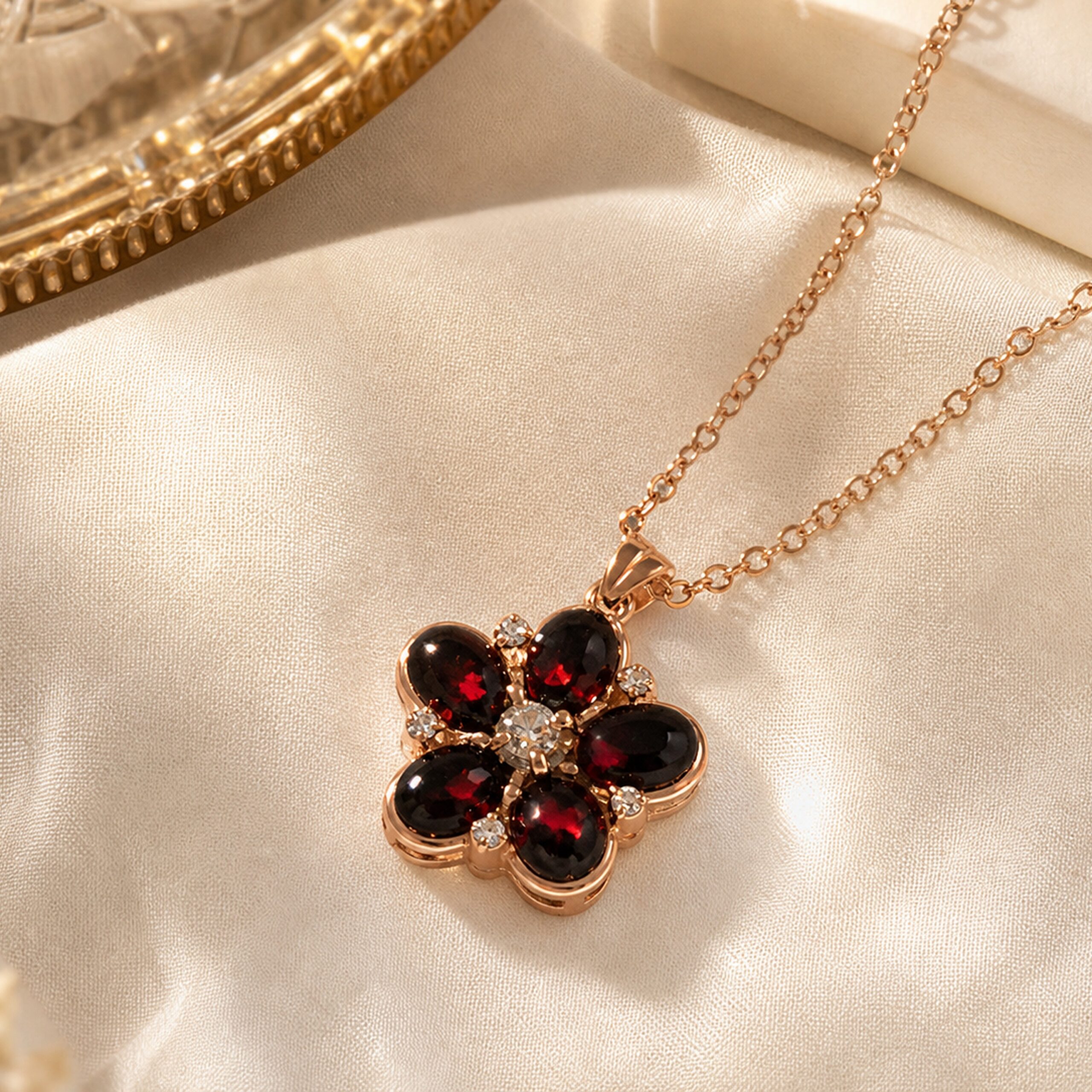 Rose Gold & Garnet Necklace