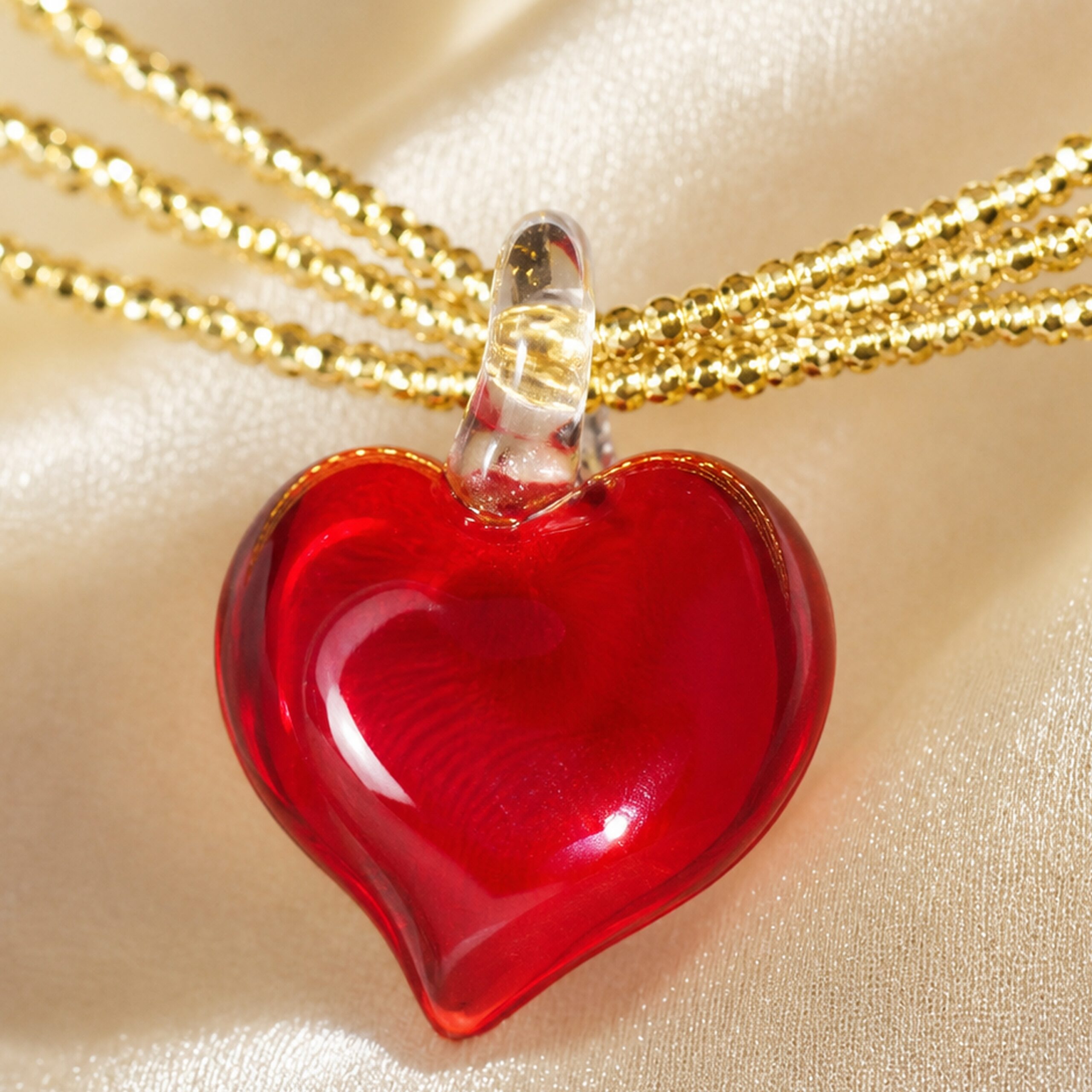 Triple Necklace With Plain Heart Pendant - Image 3