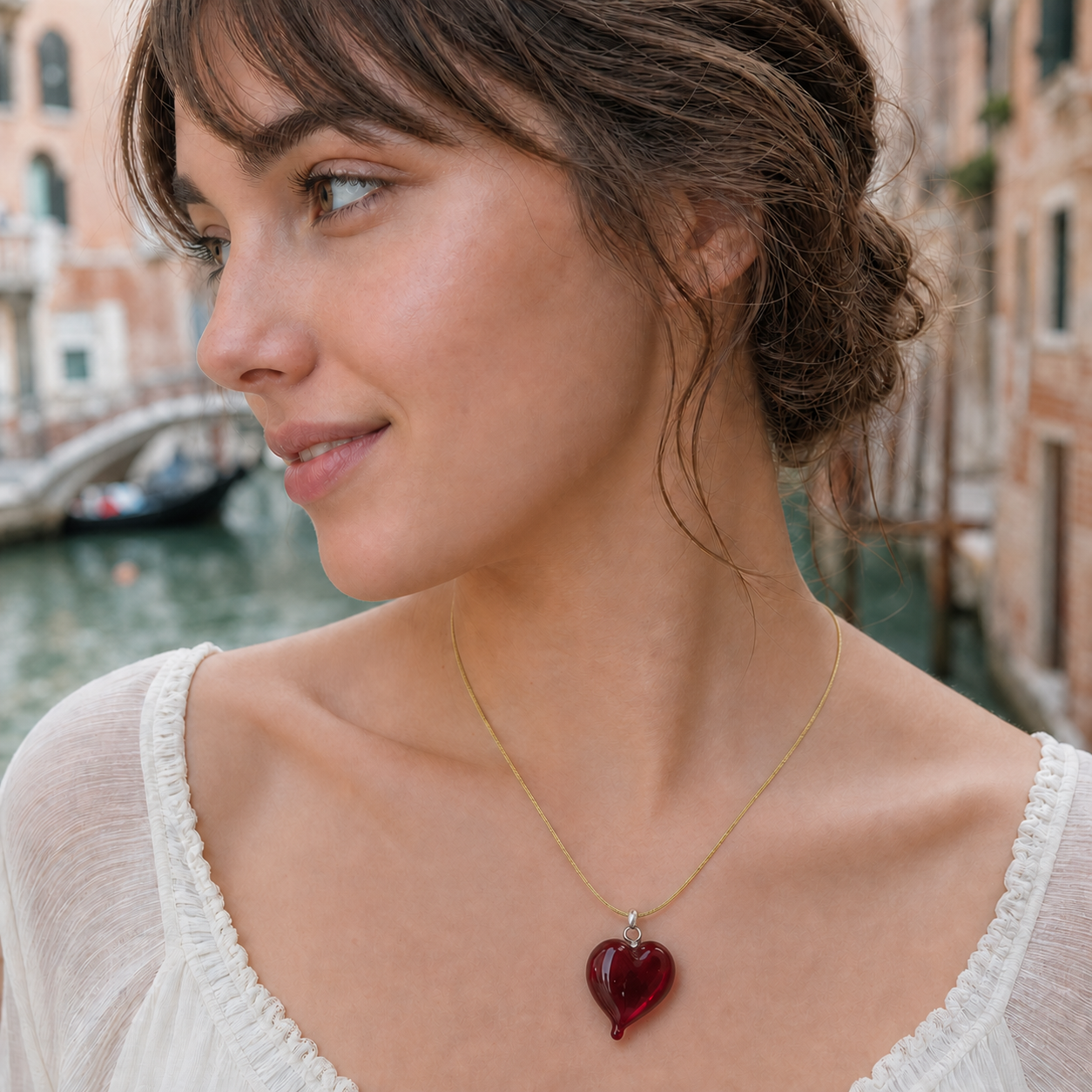 Triple Necklace With Plain Heart Pendant - Image 5