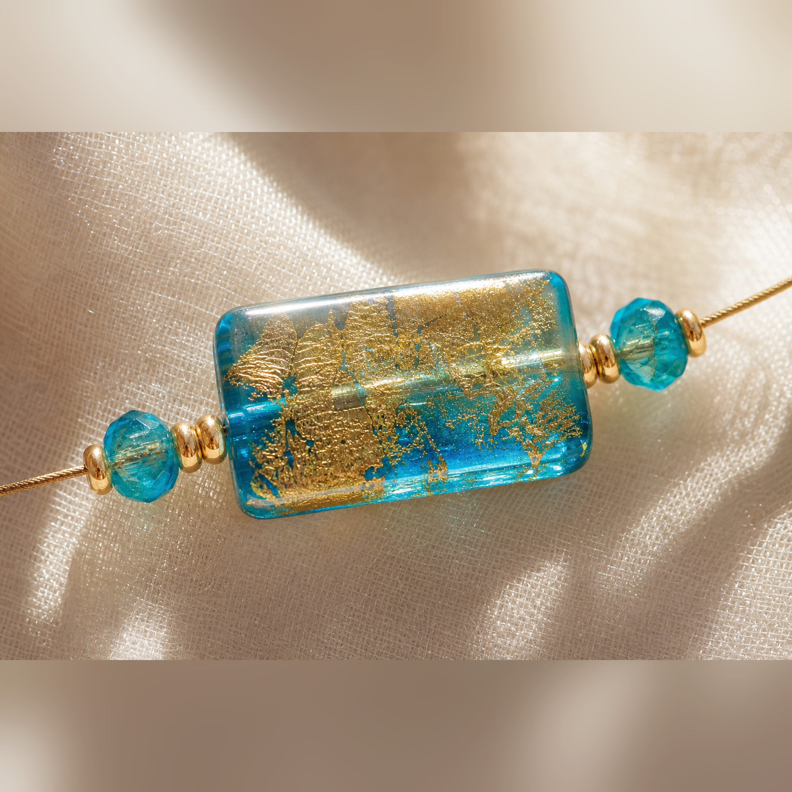 Rectangle Flat Gold Necklace - Image 7