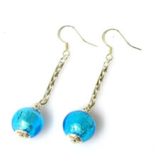 Earrings Silver/Gold Foil Round Chain