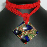Large Square On Longer Perle Necklace