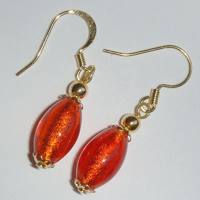 Drop Earrings Silver/Gold Foil Oval